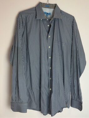 Egara Navy and White Pinstripe Dress Shirt
